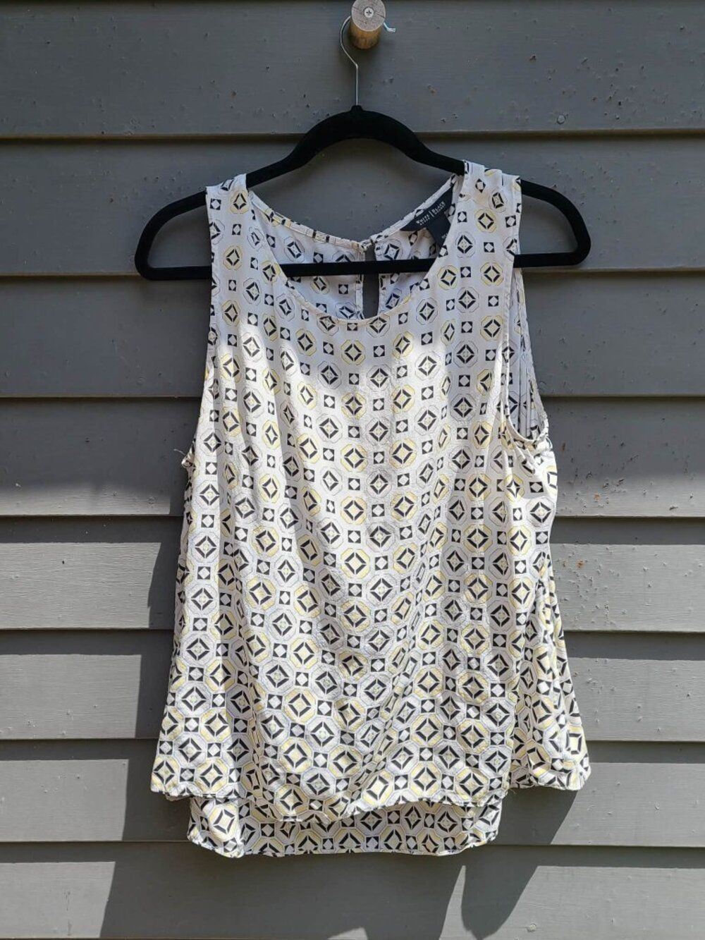 White House Black Market Silk Gray Blue Top size XL